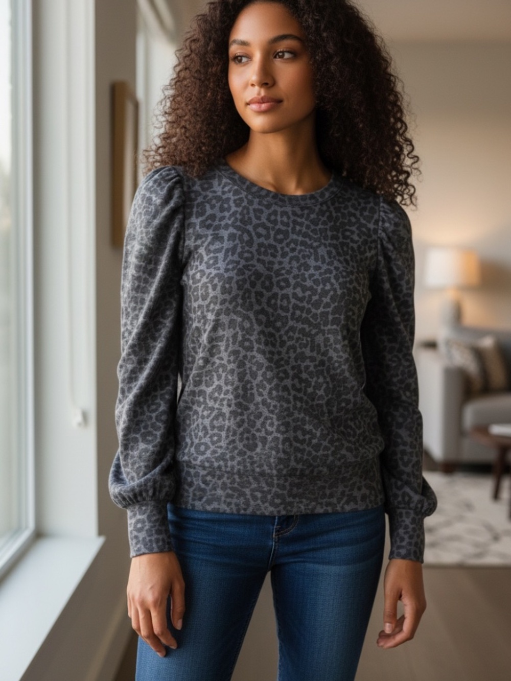 LOFT leopard print long sleeved blouse size x-small